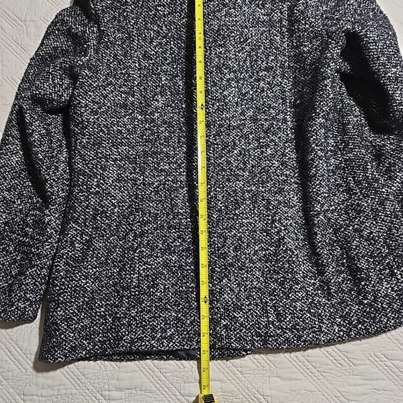 London Fog Womens Wool Blend Black And White Tweed Coat Large - Picture 8 of 11